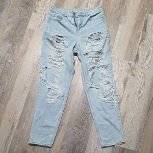 American Age Light Blue Ripped Boyfriend Jeans